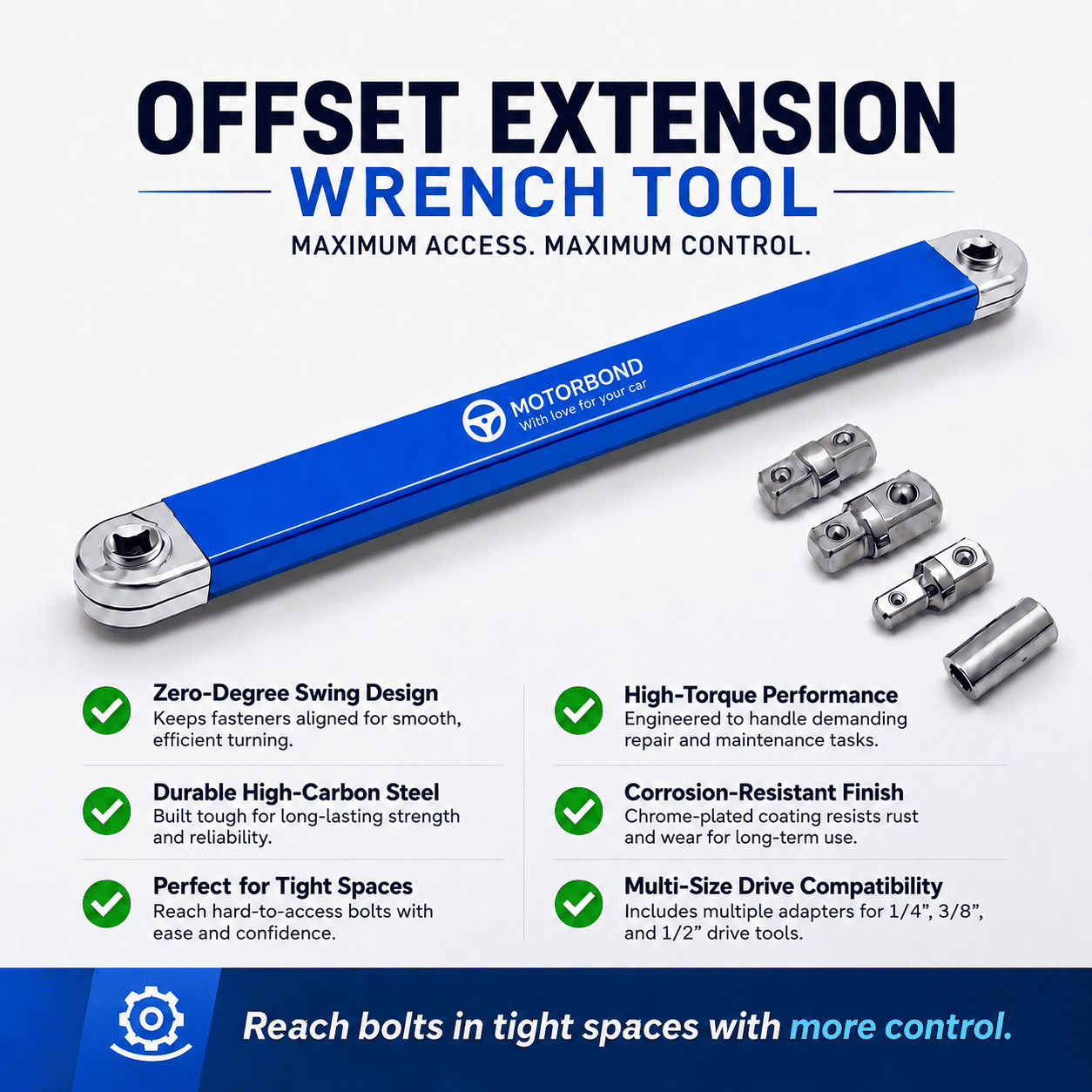 MotorBond™ Offset Extension Wrench Tool